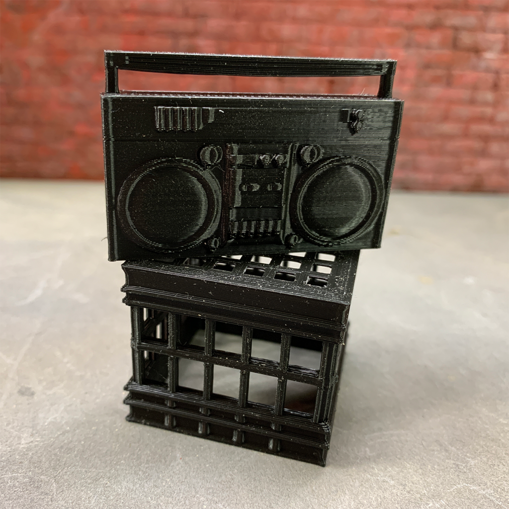 Boombox and milk crate for dioramas
